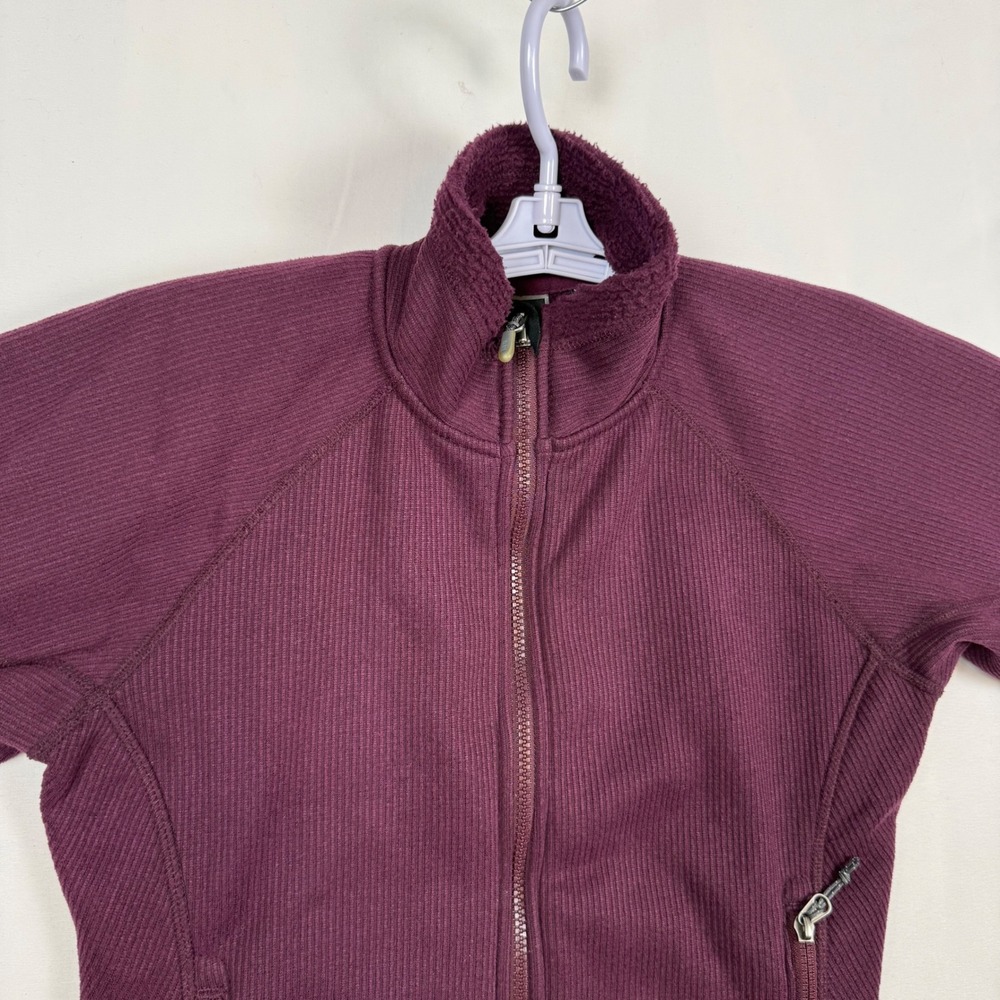 REI Womens XS Polartec Full Zip Fleece Jacket Ribbed Sherpa Lined Plum Purple